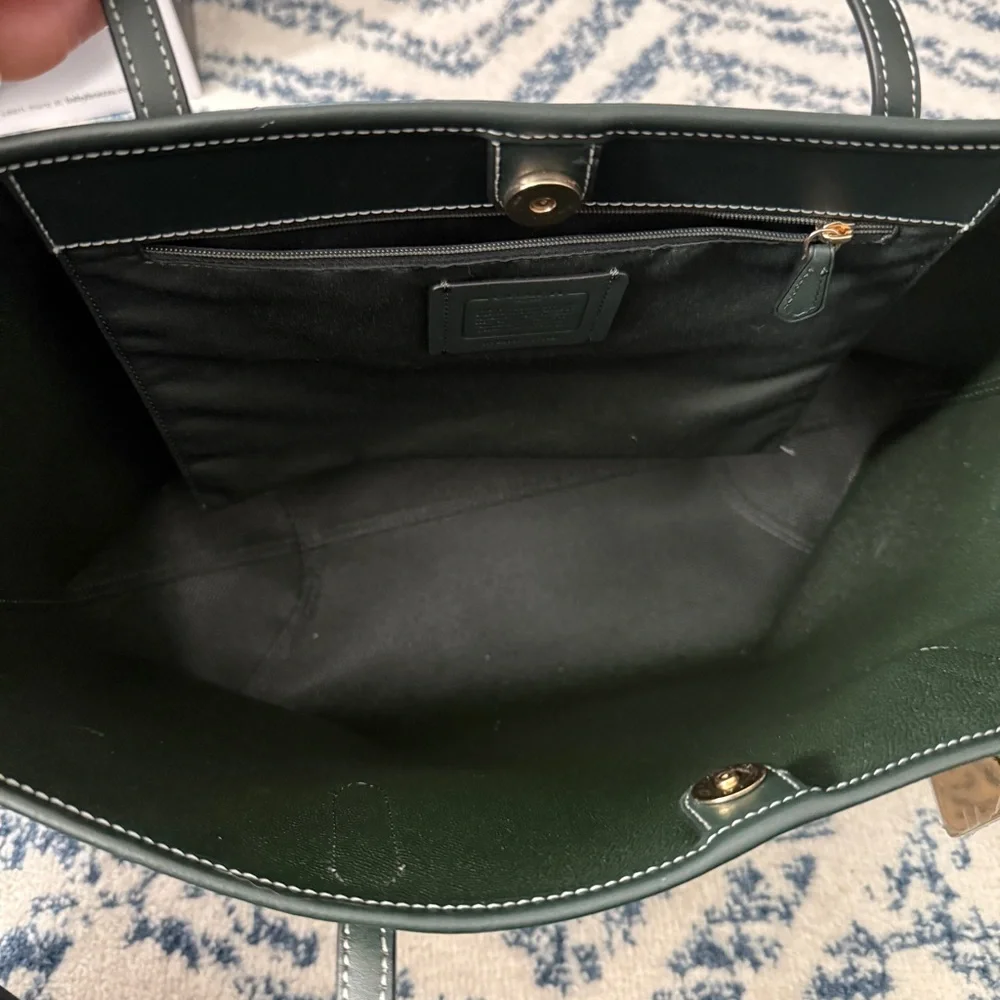 Coach Green City Tote with Leather Trim - Picture 3 of 5